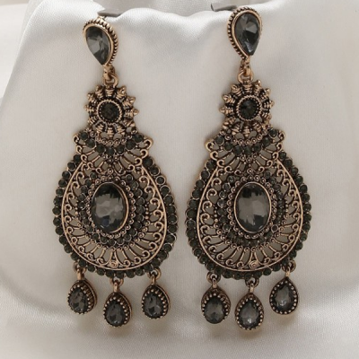 Black Contemporary Drop Earrings